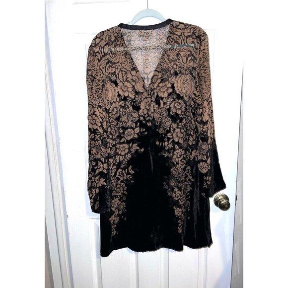 COLDWATER CREEK Floral Silk Rayon Black Velvet Long Sleeve Tunic Jacket - Picture 12 of 16